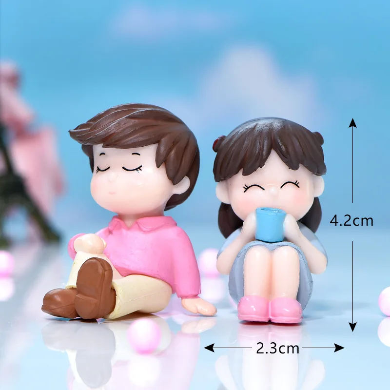 1set Sweety Lovers Couple Chair Figurines Miniatures Fairy Garden Gnome Moss Terrariums Resin Crafts Home Decoration
