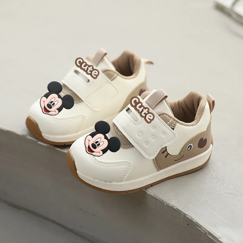 

Girls cute Spring fall running shoes Boy Casual Shoes Baby Soft Sole Non-slip Velcro first walkersMickey Mouse Sneakers