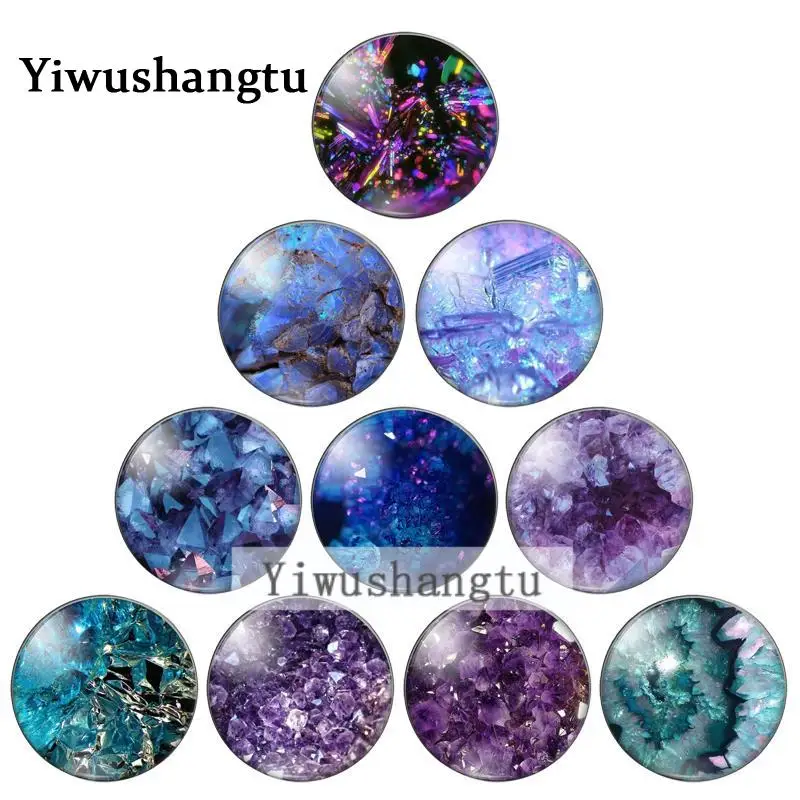 Bright Crystal debris Colourful art pattern 10mm/12mm/20mm/25mm Round photo glass cabochon demo flat back Making findings