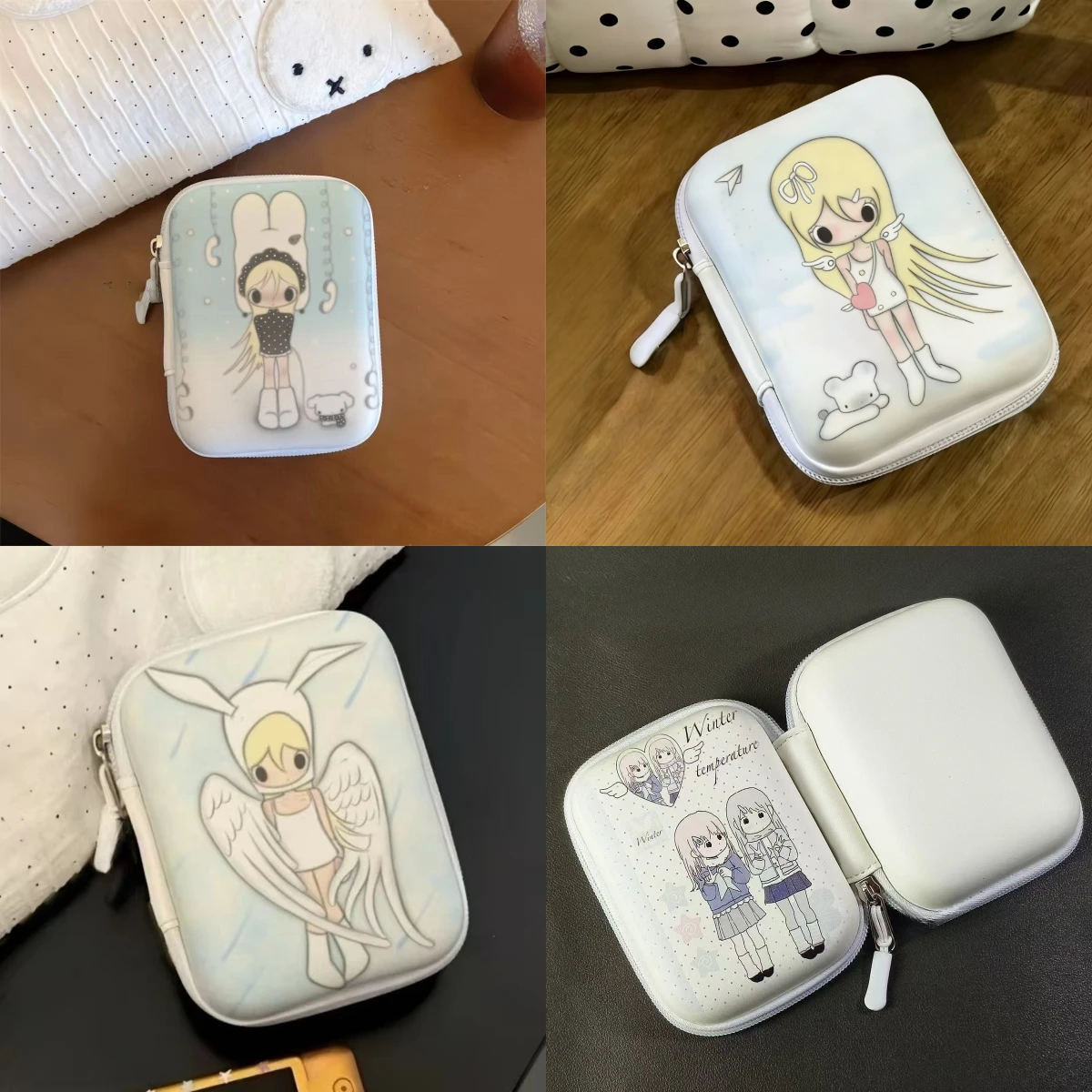 Subculture Y2K Angel Girl EVA Storage BagTravel Portable Cartoon Small Camera Protective Cover Headset With Zipper Accessories