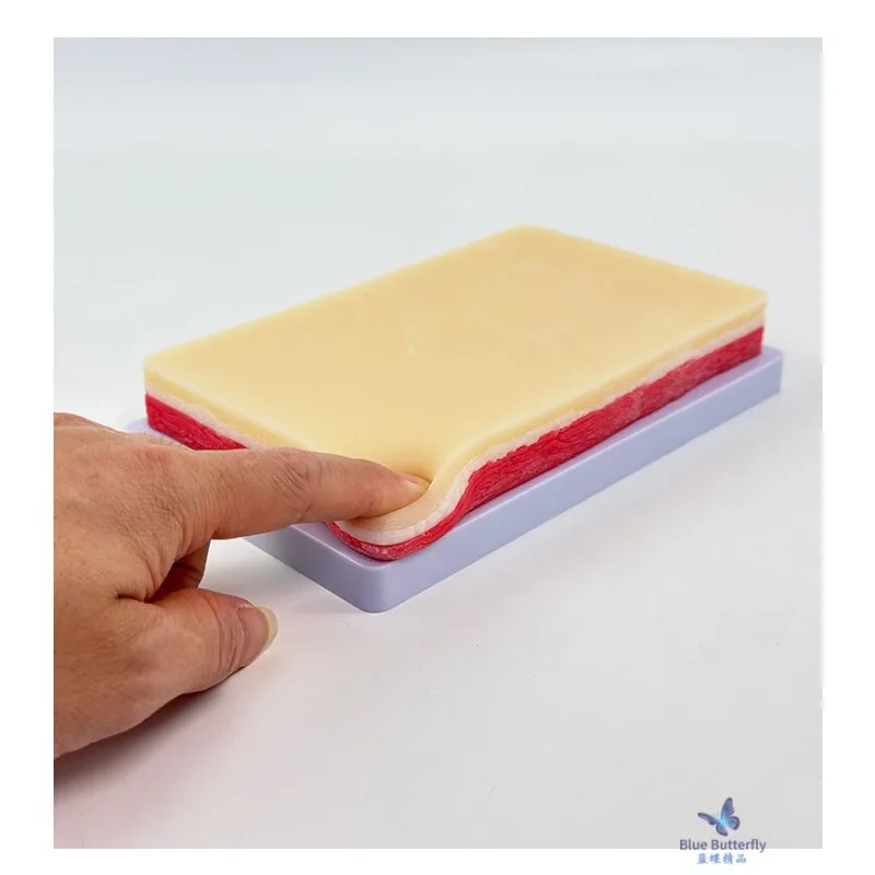 Simulated skin suture module, surgical muscle incision and suture skills practice, medical suture training module