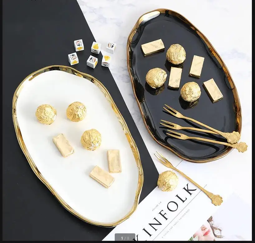 

Керамическая тарелка для закусок и конфет, нерегулярные сухофрукты для гостиной, домашний поднос для хранения, журнальный столик, декоративный Пномпень