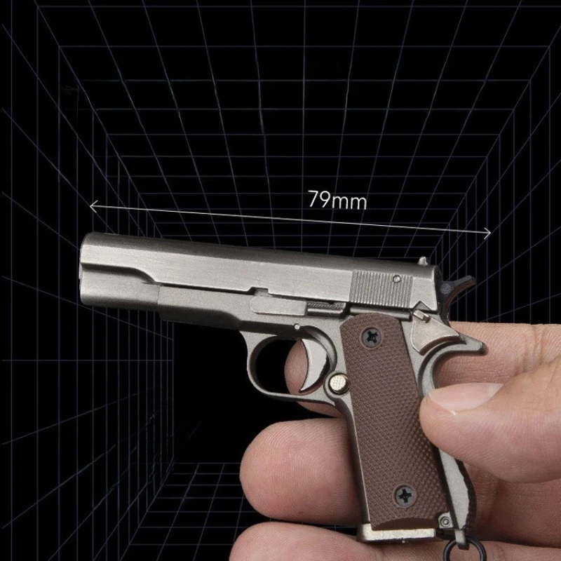 New 1:3 Scale Mini 1911 Metal Model Gun Shell Pop-up Keychain Detachable Decompression Toy Ornaments Men's Gift