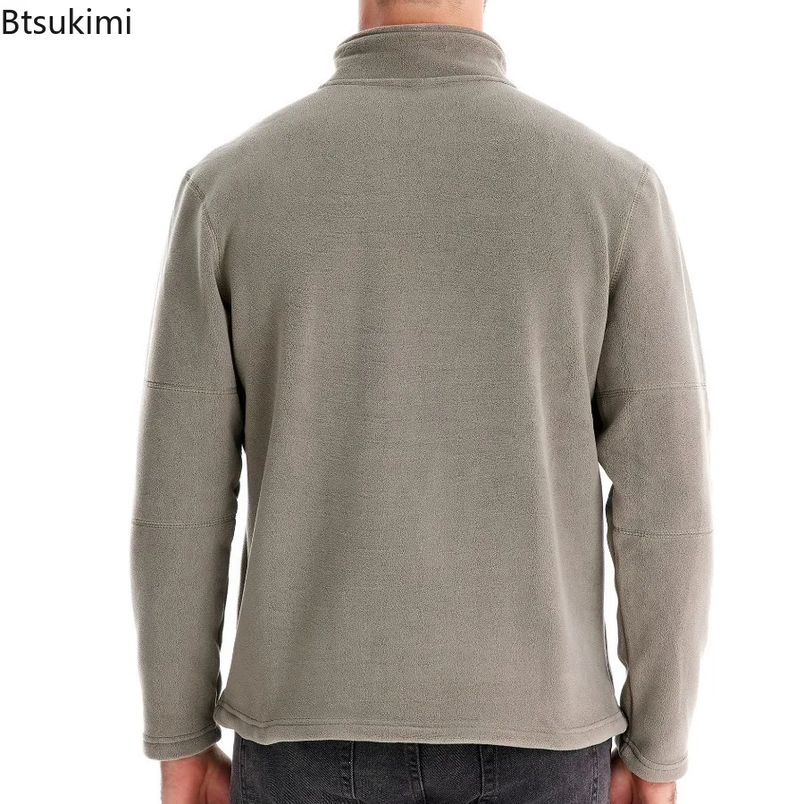 Men Clothing Autumn Winter New Long Sleeve Polar Fleece Hoodies Thicken Warm Half Zip Stand Collar Pullover Sweatshirts for Men