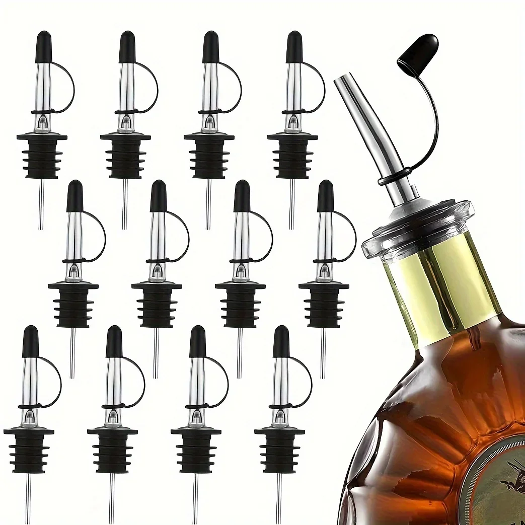 4/6/8/12 stücke Edelstahl Aus gießer Schnaps flaschen aus gießer und Essig konischer Stopper Auslauf Schnaps aus gießer mit Gummis taub kappen