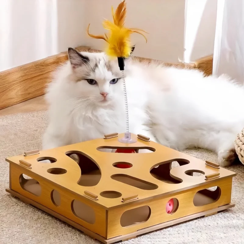 

Cat Maze Toy Cats Maze Box Funny Feeder Multi Hole Interactive Cat Toys Kitten Balls Stimulation Mental Box Interactive Game