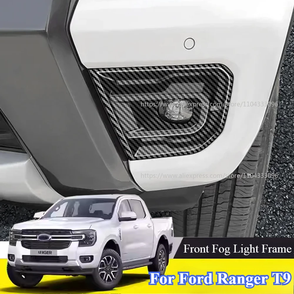 

Carbon Fiber Front Bumper Fog Lamp Light Cover For Ford Ranger Wildtrak T9 2023 2024+ Front Fog Light Frame Stickers