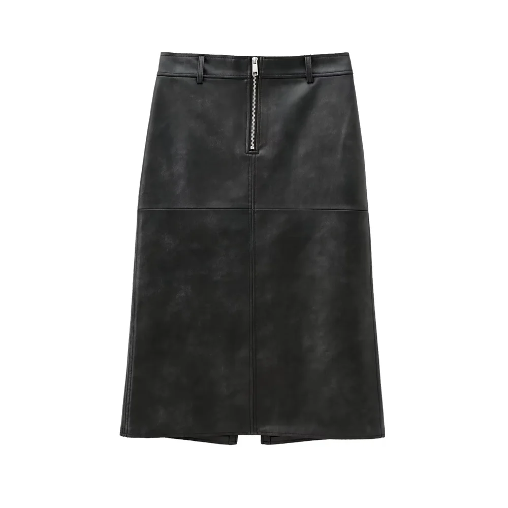 

Autumn New Women's Fashion Casual Style Versatile Simple and High end Zipper Decoration Half body Skirt