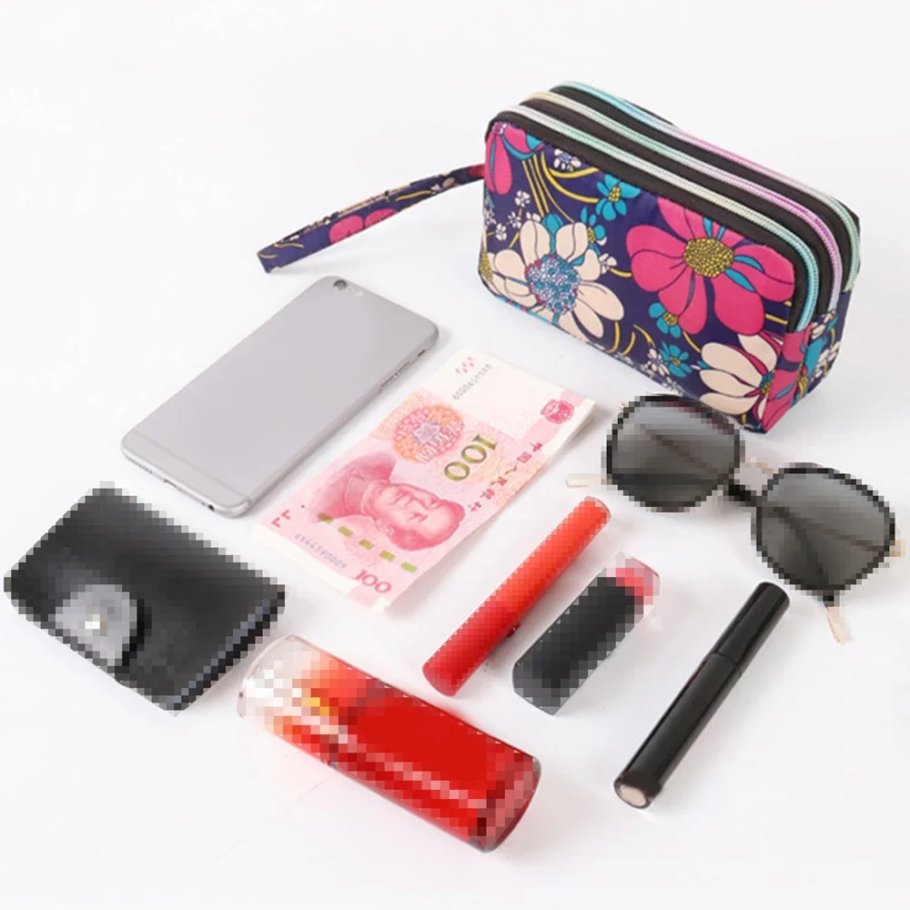 Luxury Women Floral Long Wallet Nylon Multi Zipper Purse Credit Card Holder Money Bag Fashion Ladies Flower Clutch Money Clips