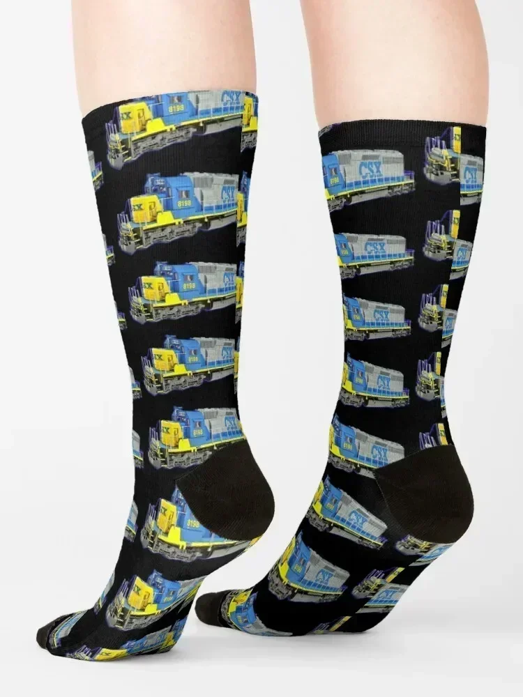 Freight Train CSX Engine Socks retro halloween Stockings compression cute Designer Man Socks Women's