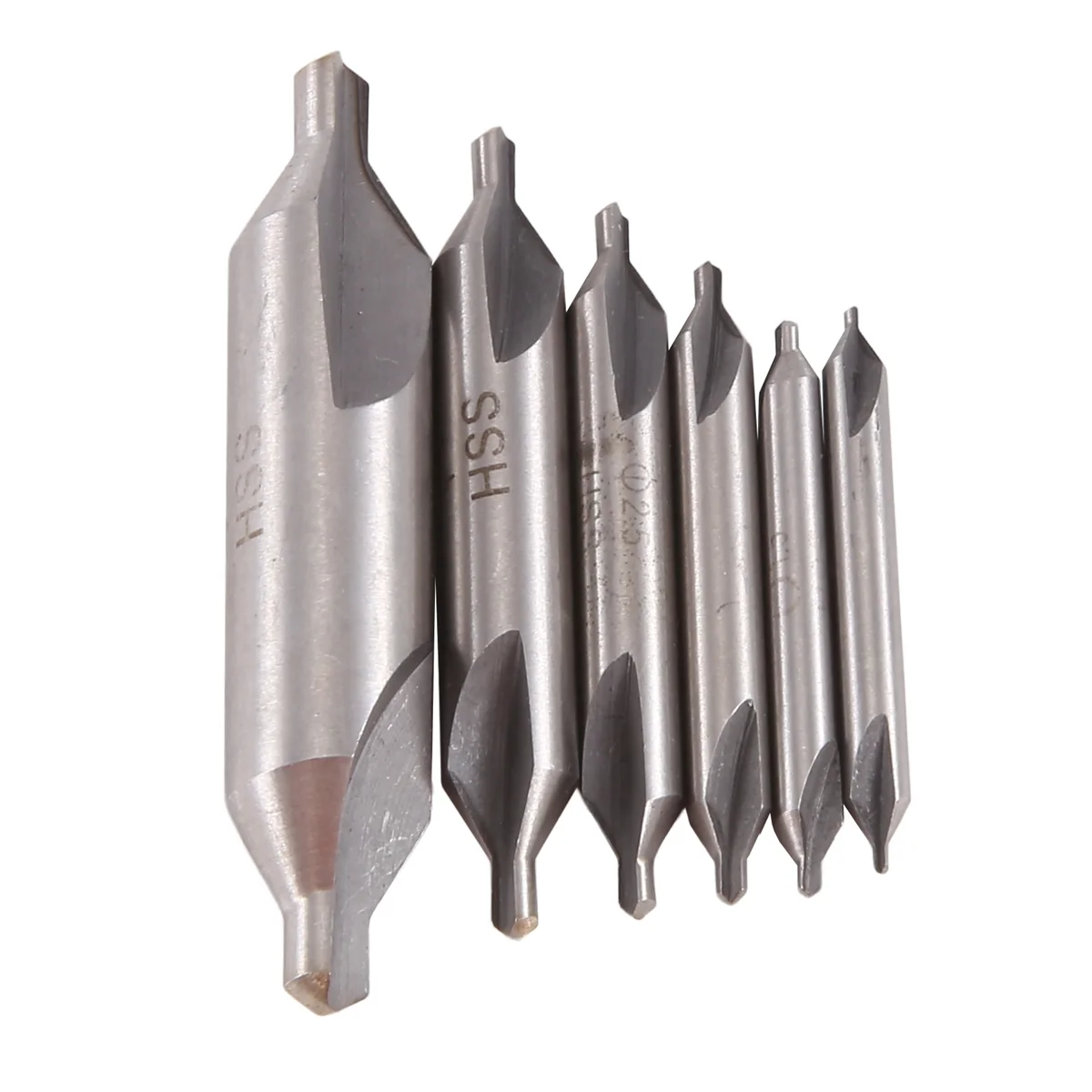 6 PCS HSS Combined Center Drills Bit Set Countersink 60 Degree Angle 5/3/2.5/2/1.5/1 mm