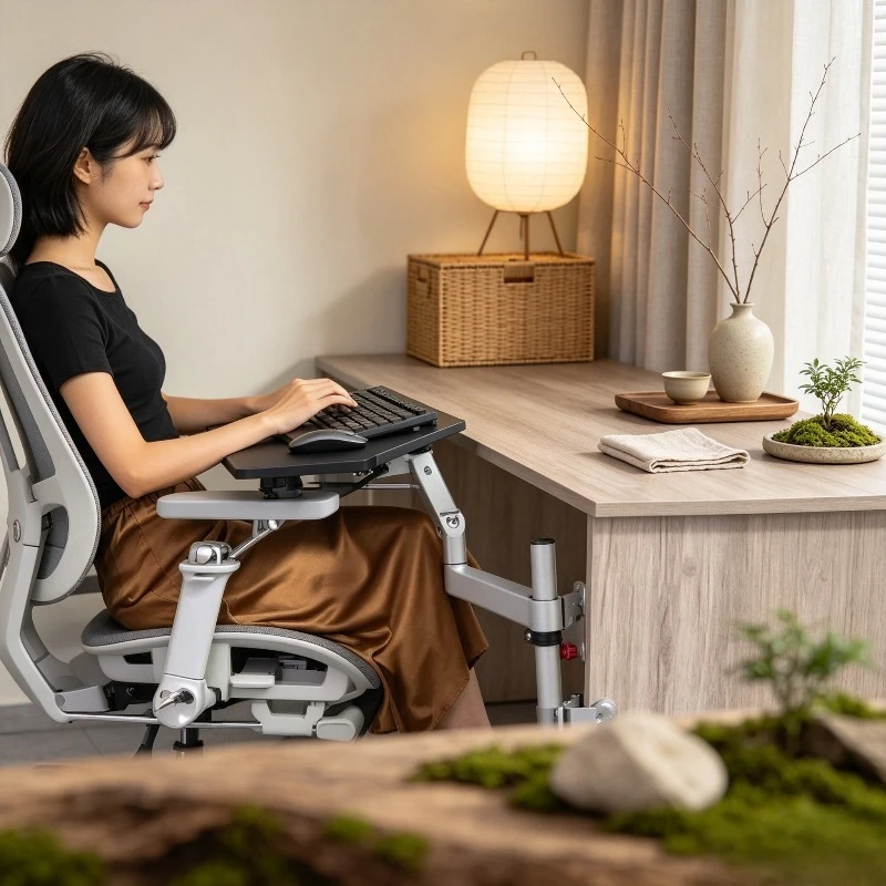 360° Swivel Clamp Laptop Stand, Adjustable Desk Mount Bracket with Keyboard Tray, Ergonomic Height Holder for Gaming Office.