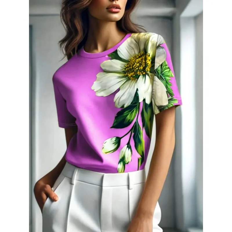 

Women's Short SleeveTShirt3DDigital Print Summer Versatile Fashion Trend European and American