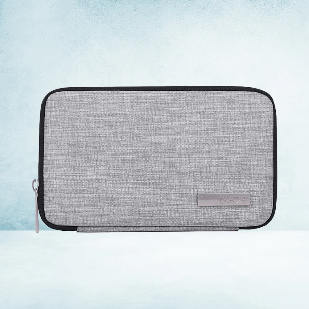 

Digital Accessories Organizer Bag 3 Elastic Straps 2 Pockets For Cables Earphones Usb Power Bank Memory Cards Light Grey