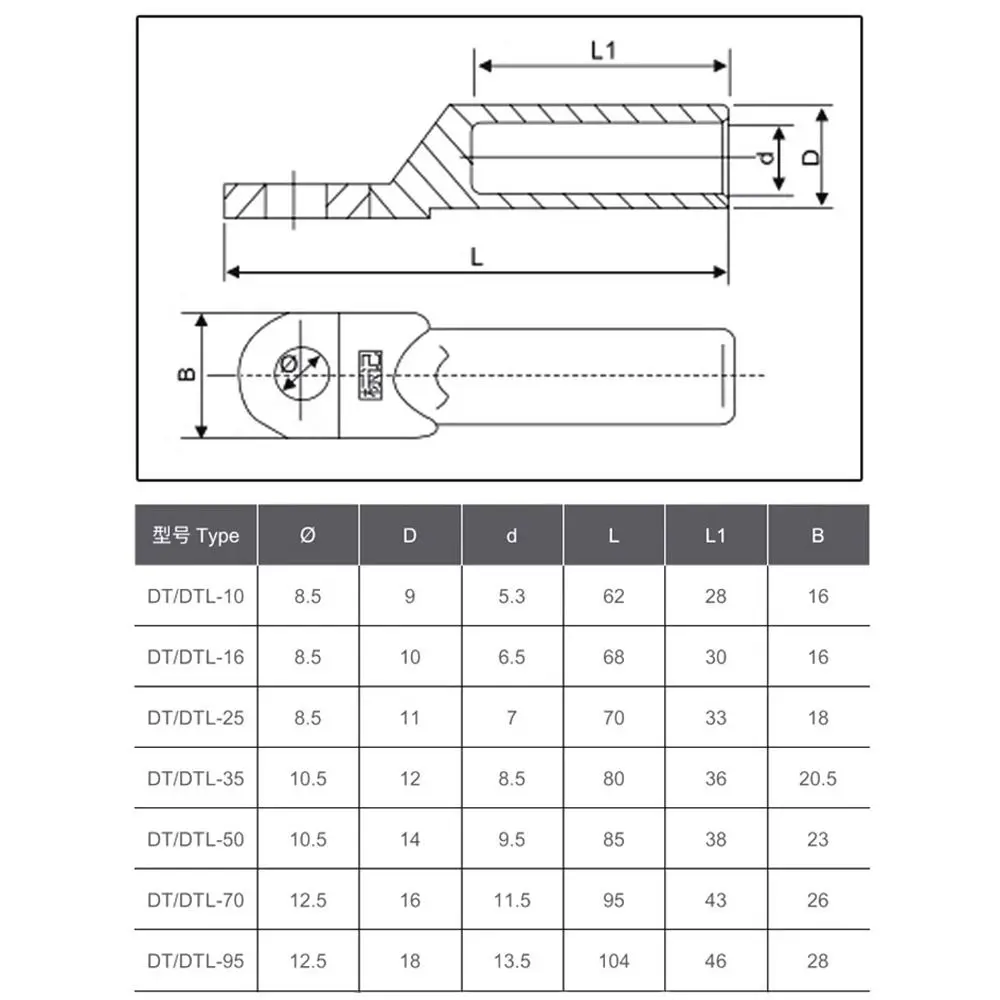 Wire Joint Copper Aluminum Copper Aluminum Terminal Non-Insulated Small Cable Wire Connector Terminal Lug Cable