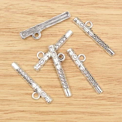 40pcs Charms 30x4mm Antique Silver Plated Flute Handmade Pendant DIY Jewelry Making Findings Accessories for Bracelet Necklace