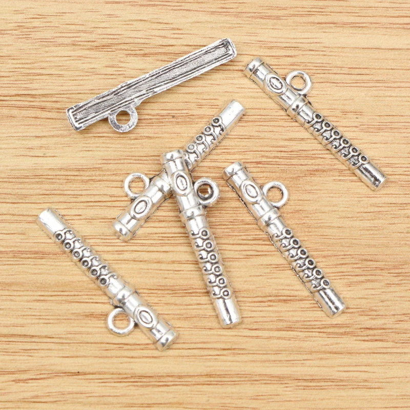 40 sztuk Charms 30x4mm antyczny posrebrzane flet ręcznie wisiorek DIY tworzenia biżuterii ustalenia akcesoria dla bransoletka naszyjnik