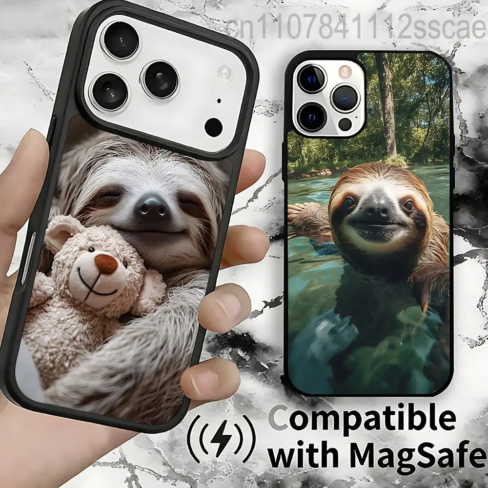 

Animal Cute Cartoon Sloth For IPhone 17,16,15,14,13,12,11,Pro,Max,Plus,Mini,SE4,E Protective Magnetic Case Cover