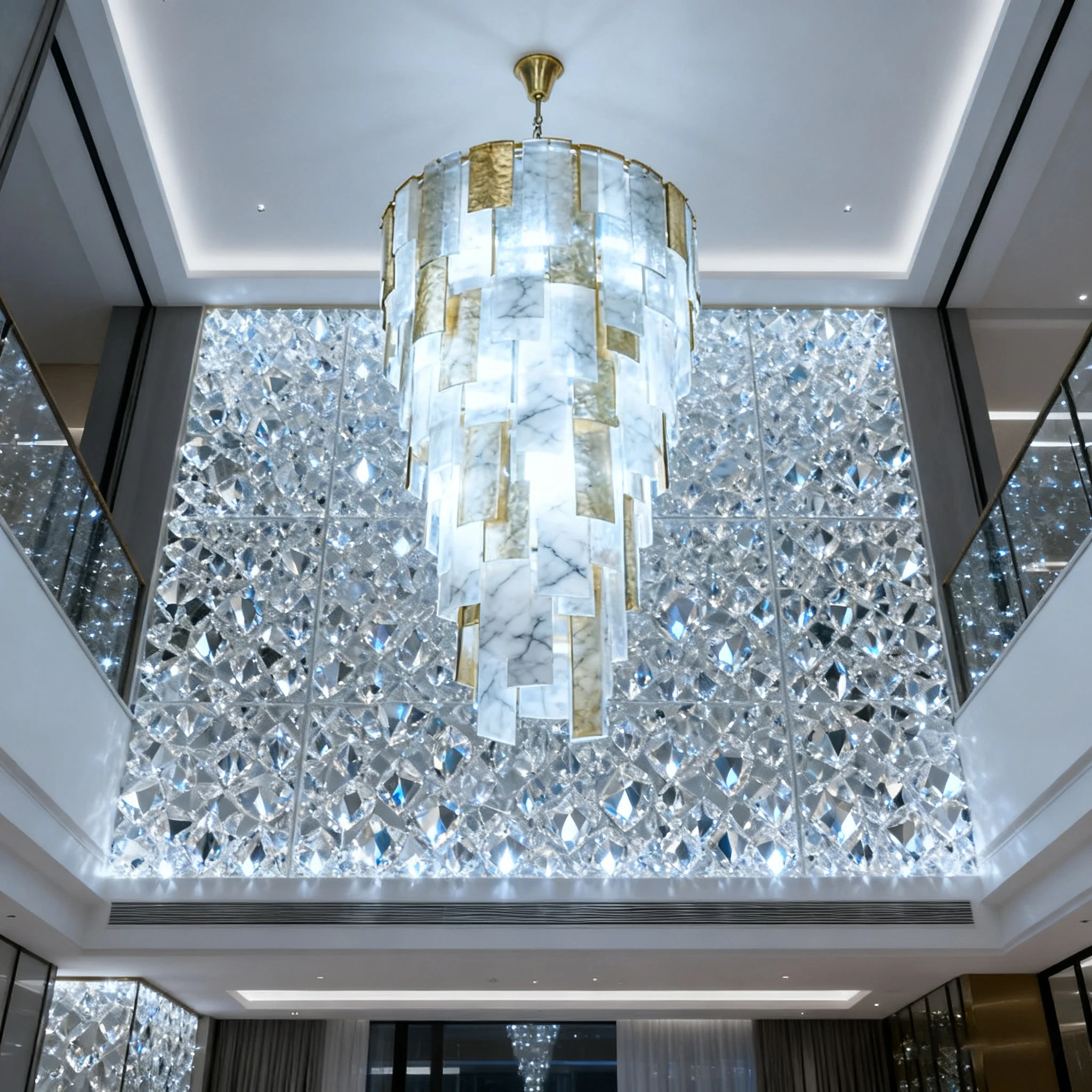 

BOSSEN Designer Glass Hardware Pendant Light Dimmable 3-Color Luster Chandelier Adjustable Chain for Living Room Dining Room