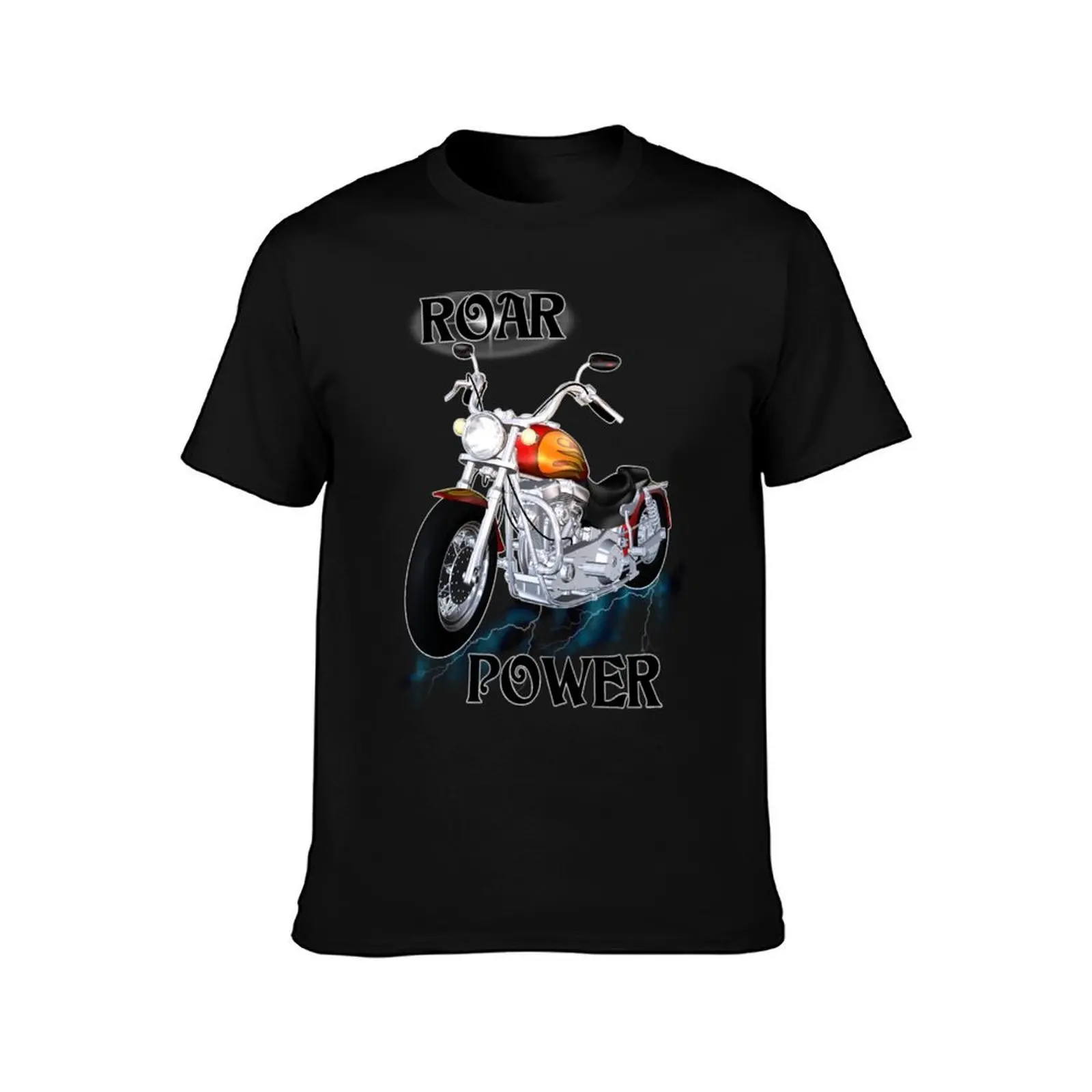 Roar Power, motor bike power T-Shirt, Summer Casual Cotton Tee, Oversized Streetwear Tops, Vintage Graphic Print, 100% Cotton