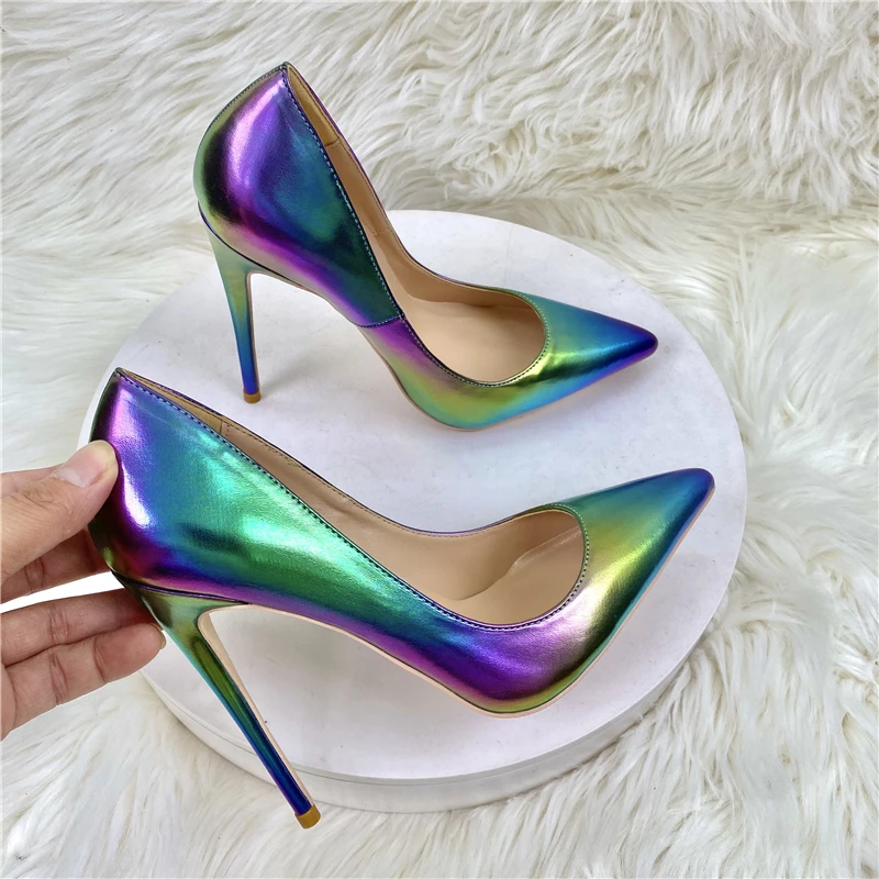 Tikicup Laser Silver Women Shiny Pointy Toe High Heel Wedding Party Bridemaids Shoes Sparkly Ladies Classic Stiletto Pumps