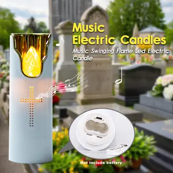 LED蠟燭燈 無焰祈禱燈 搖擺火焰音樂揚聲器 電子蠟燭燈 乾電池供電 適用於教堂墓地 10 最佳銷售 閃爍火焰效果電池燈 - №5