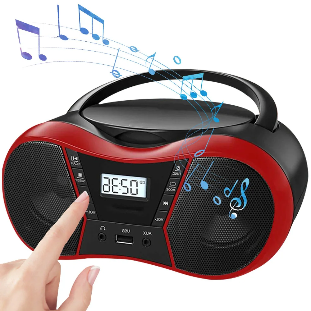 Portable Stereo CD Player Boombox Aux Input and 3.5mm Headphone Jack Portable CD Player Backlit LCD Display MP3 Player