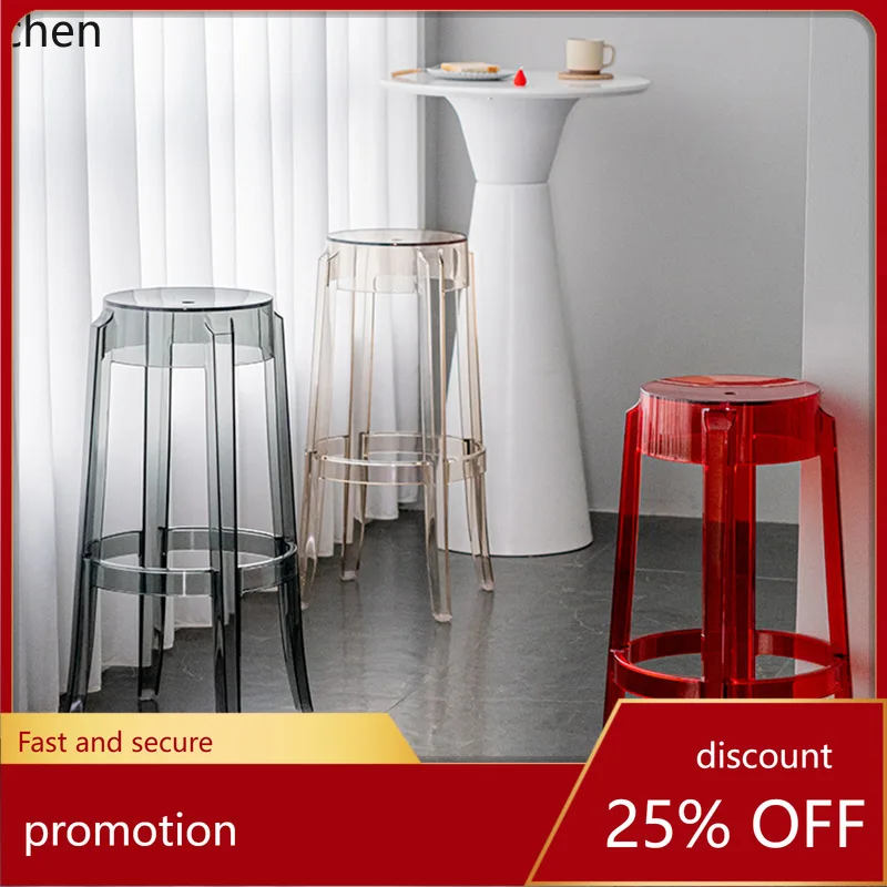 Hxl transparent stool bar stool for home plastic bar stool