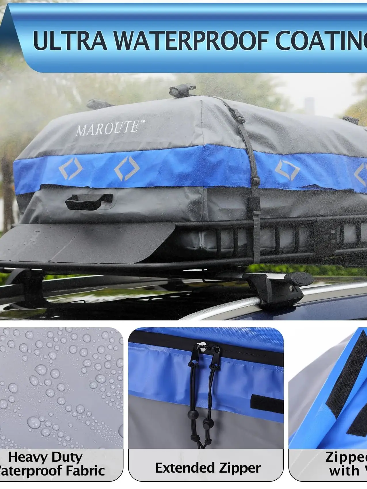 15 Kubieke 21 Kubieke Voet Waterdichte Dakkoffer Bagage Drager Waterdichte Dakopbergzak voor Alle Auto's met/zonder Dakdrager - afbeelding 2
