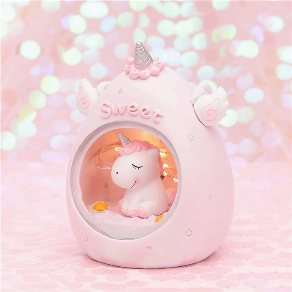 

Unicorn Night Light Lamp Kids Room Decorations Girls Child Nightlight Children Heart Abjoura Bedrooms Cartoon LED Resin Safe