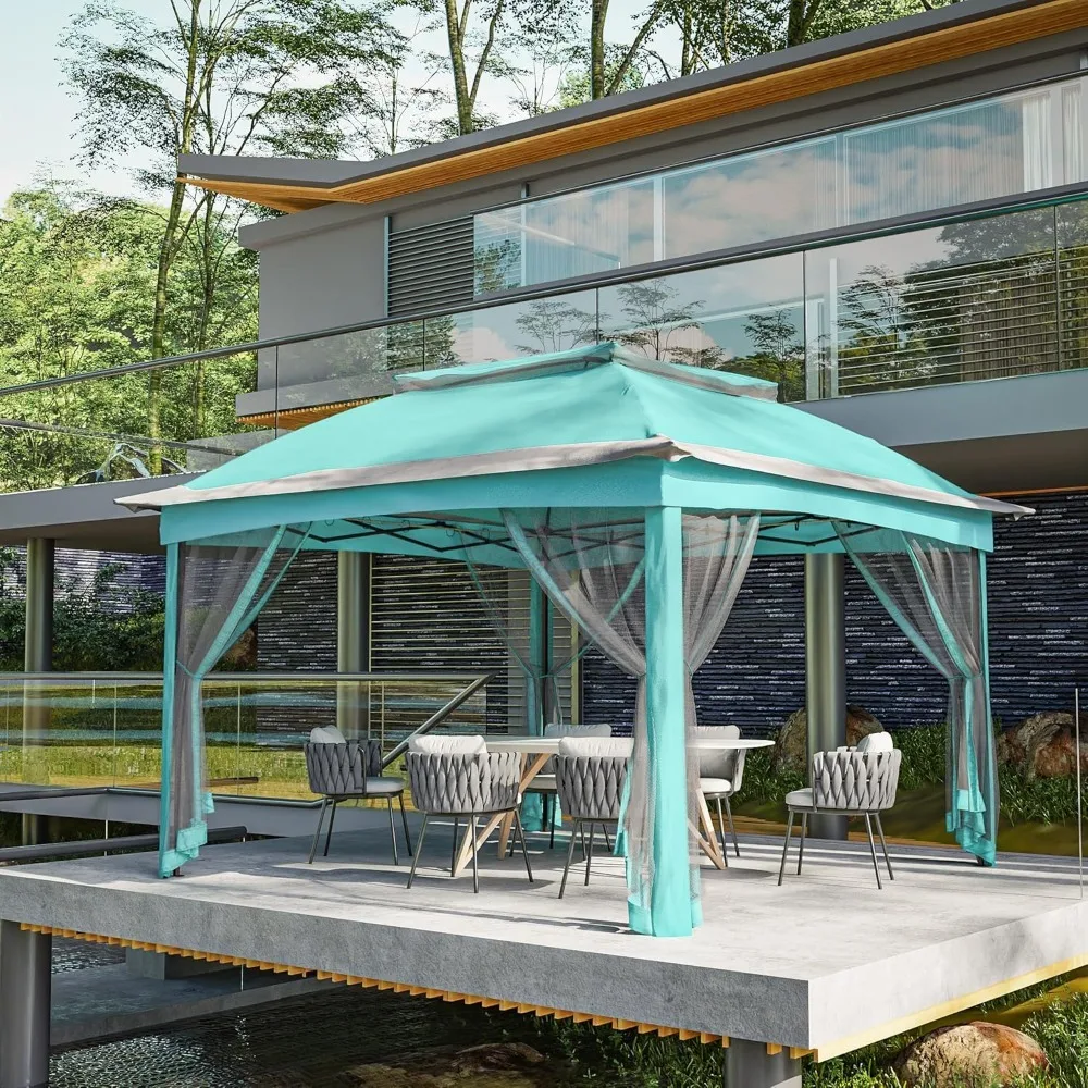 11'x11' Pop Up Gazebo for Patios Gazebo Canopy Tent with Sidewalls Outdoor Gazebo with Mosquito Netting Pop Up Canopy Shelter