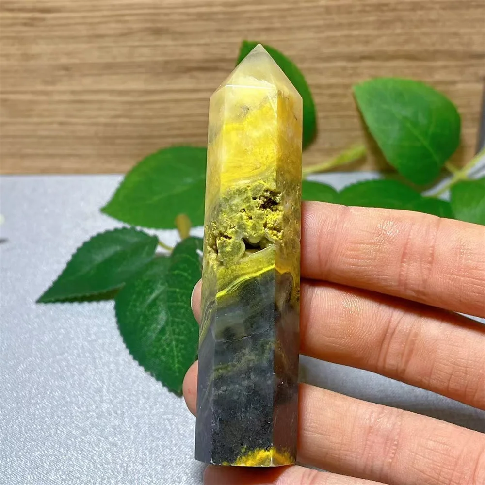 Bumblebee Tower Point Wand Stone Quartz Crystal Natural Specimen Healing Mineral Specimen Reiki Carving Home Decoration Gift