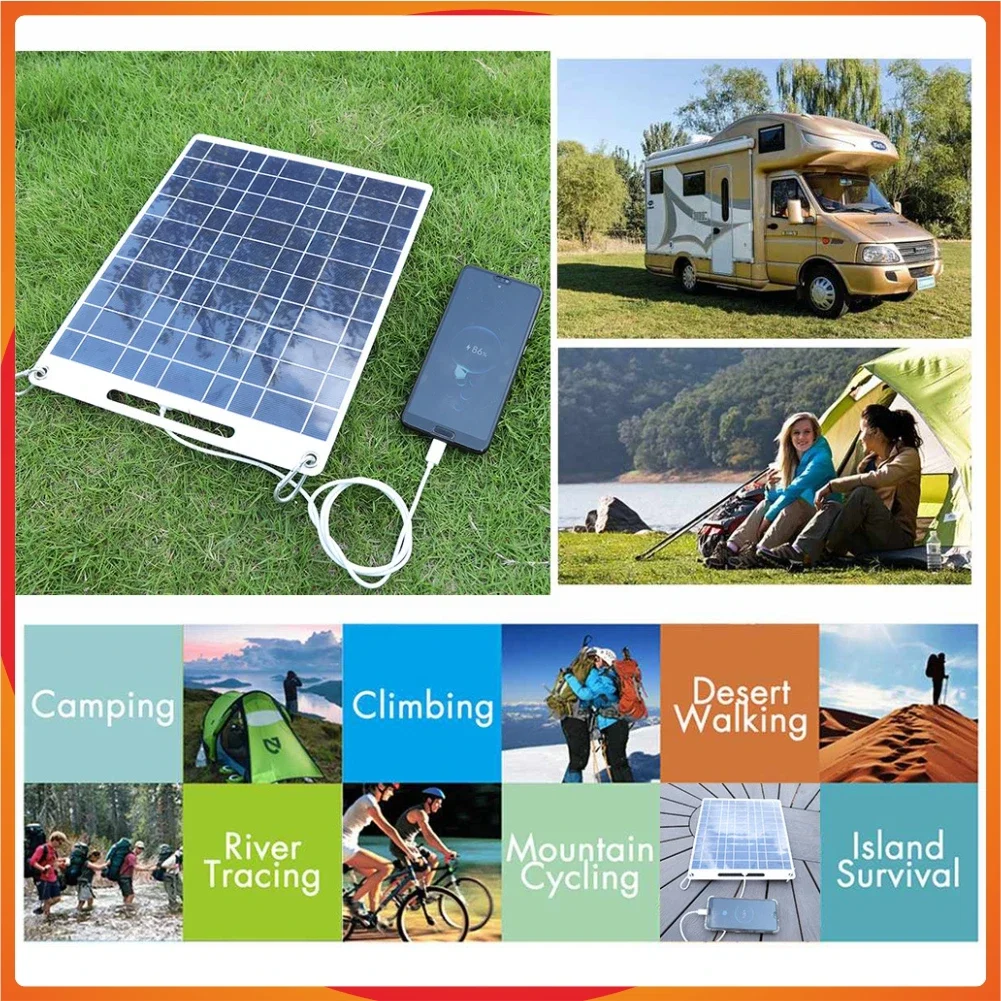 200W Flexibility Solar Plate 5V Waterproof Solar Panel Portable Dual USB Solar Battery Charger Outdoor Camping Solar Cells