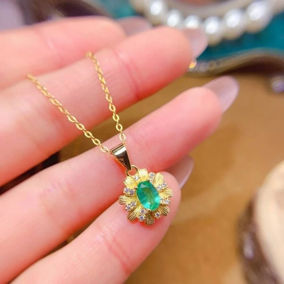 KJJEAXCMY High Women's Pendant Natural Emerald S925 Silver Colorful and splendid The entire body is spotless and flawless
