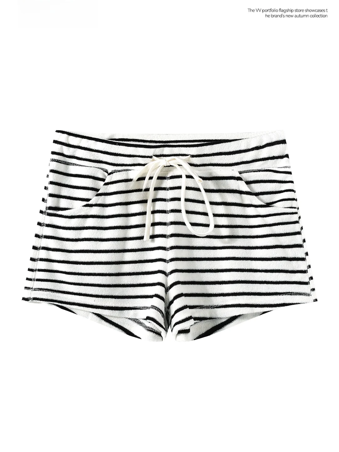 Korean Striped Spicy Girl Drawstring Casual Base Layer Shorts Women's High Waist Straight Simple Match Small Size Pants