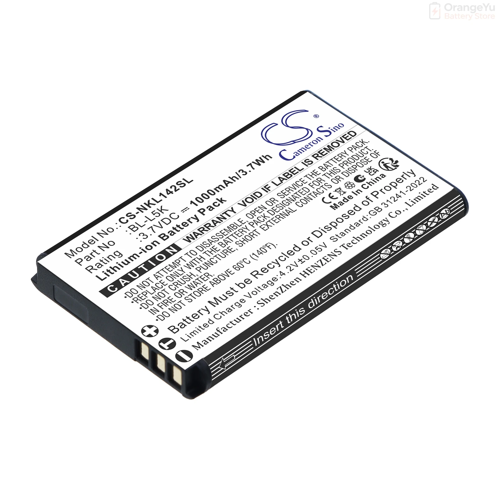 Replacement 3.7V 1000mAh Mobile SmartPhone Battery for Nokia BL-L5K TA-1428 TA-1447 TA-1456 105 Plus 105+ 2022