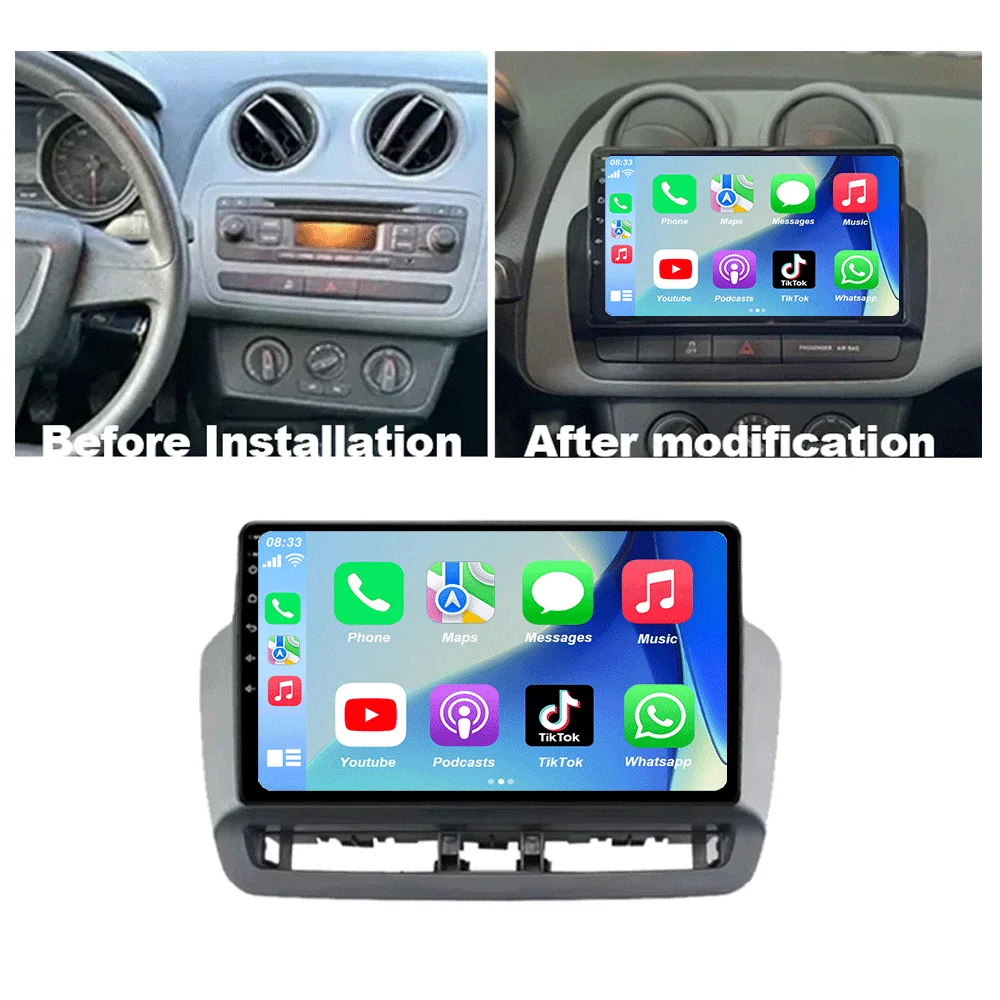For Seat Ibiza 2012-2015 Android 16 QLED Touch Screen Auto 12G+256G Radio Car Multimedia Video Player 5G WIFI BT GPS Navigation