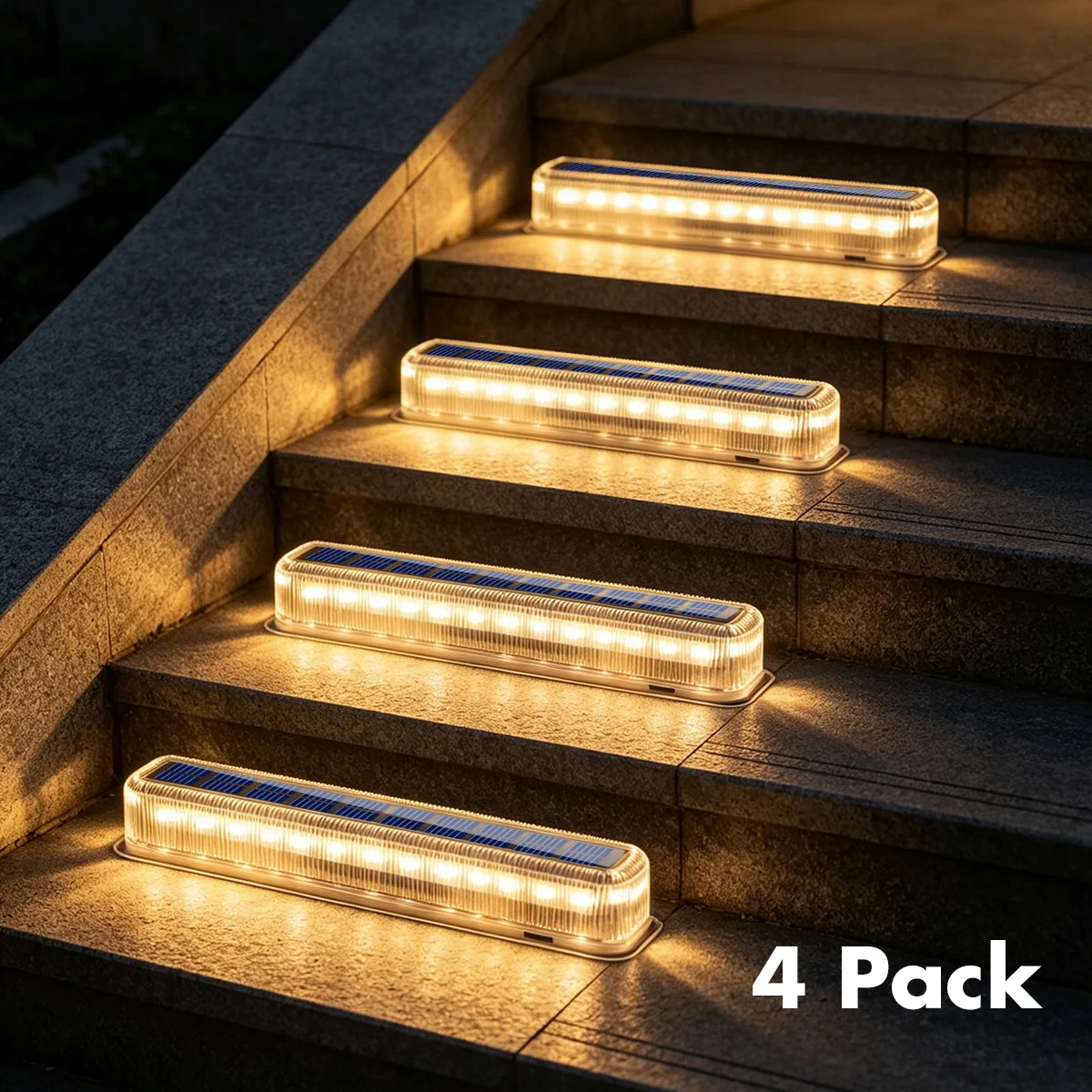 Solar Step Deck Lights Outdoor 2 Modes Light IP65 Waterproof Solar Stair Lamp for Garden Stair Patio Fence Pathway Can be Pasted