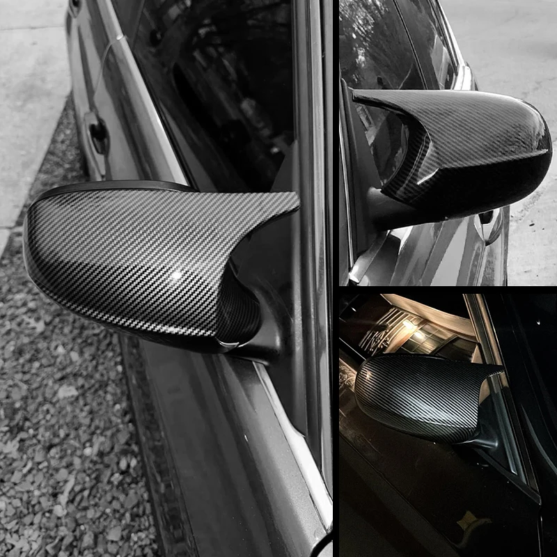 Rearview Mirror Cover Carbon Fiber Pattern Replacement For BMW 3 Series E90 E92 E93 E81 E82 E87 E88 2008-2012 LCI Ox Horn Style Side Wing Mirror Cap Housing Car Accessories