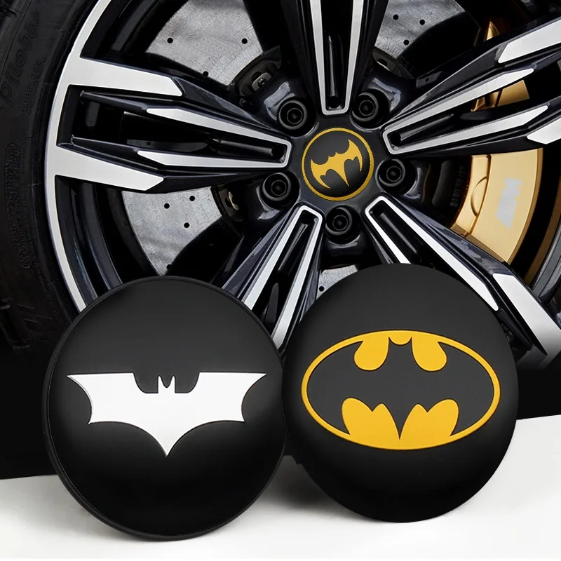 4PCS 56mm 60mm Car Styling Bat Logo Badge Emblem Car Wheel Center Hub Caps Rim Cover Stickers Decoration Decals Auto Accessories