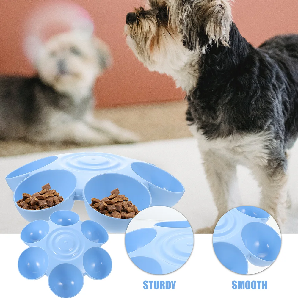 2 Pcs Cat Bowls Petal Reusable Dog Food Container Dispenser Feeder Blue Supply Non-skid Puppy