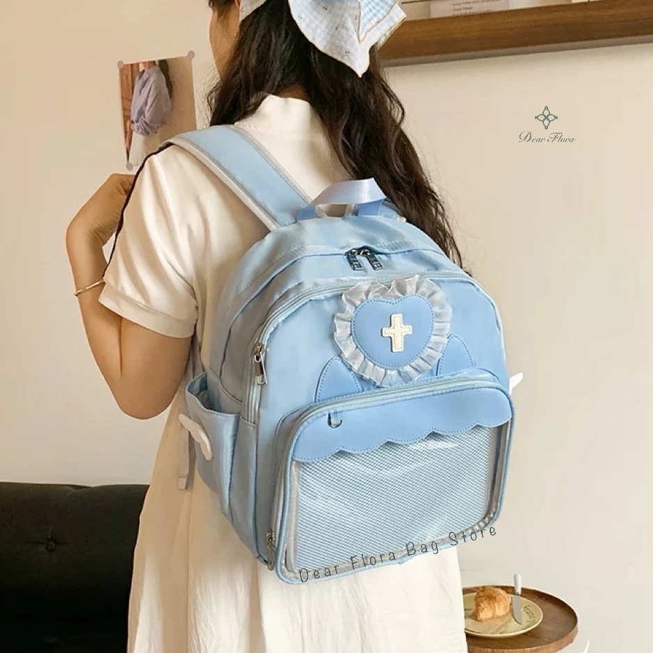Y2K Cute Clear Ita Bag Women Lolita Backpack Kawaii Girl Shoulder Bag DIY Display Transparent Pocket Japanese Doll Tote Handbags