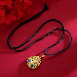 9999 real gold 24K yellow gold Phoenix Pendant Women's Ancient Method Phoenix Fu Brand Burned Blue Enamel Pendant