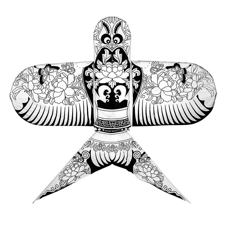 DIY Paint Paper Kite Set No Fly Parent-child Kindergarten Painting Course Tail Kites Gingham Fun Game Toys with Paint Tray Brush