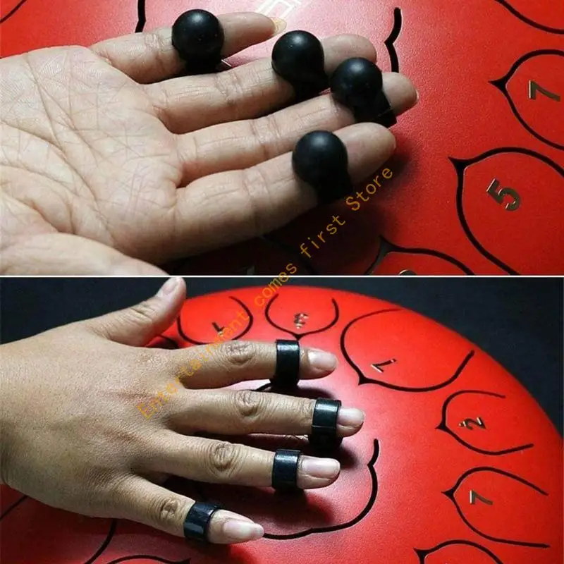 4Pcs Tongue Drum Drumstick Finger Sleeves Silicone Knocking Finger Pick Cover 55KD