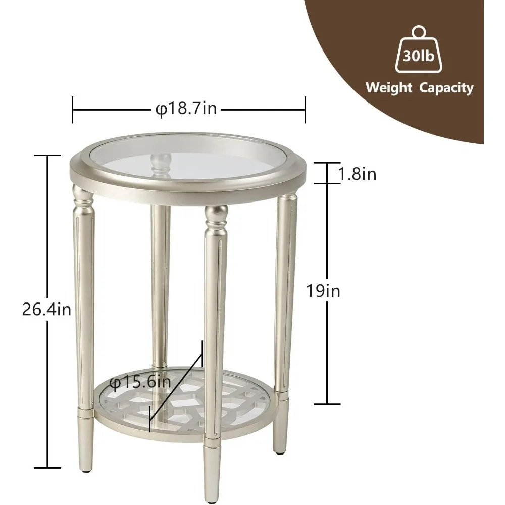 Mesa De Madeira Maciça Para Sala De Estar, Mesa De Vidro Temperado, Prateleira De Armazenamento, Bedroomend Mesas, Storage End Tables