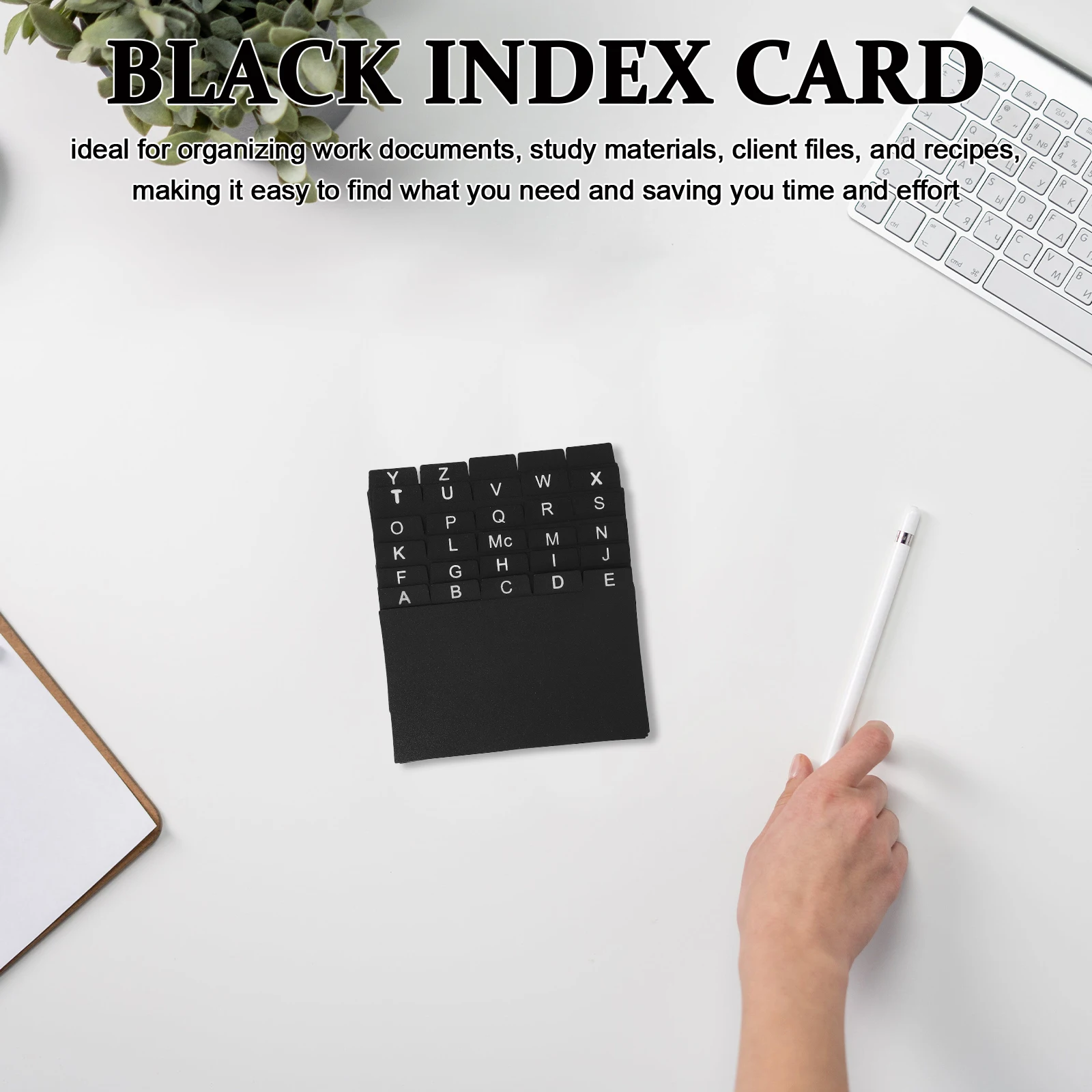 30pcs Black Plastic Index Card Dividers Pp Material Alphabet Tabs Recipe Organizers Space-Saving Office Home Use