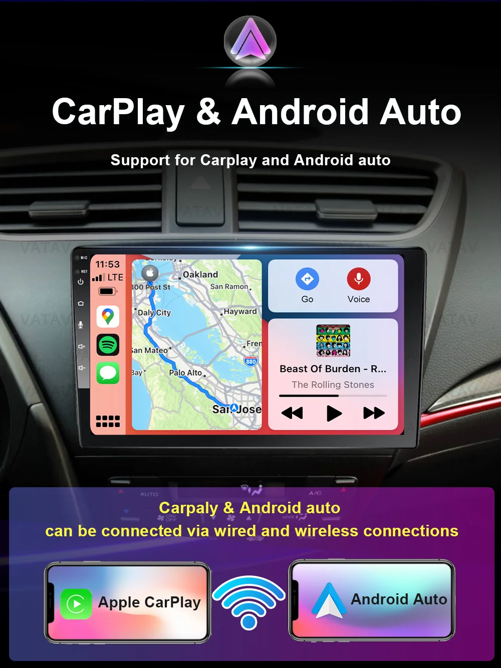 For Honda civic Hatchback 2012-2017 Car Android Multimedia Carplay  Auto GPS AI Voice navigation stereo Radio Palyer Head Unit
