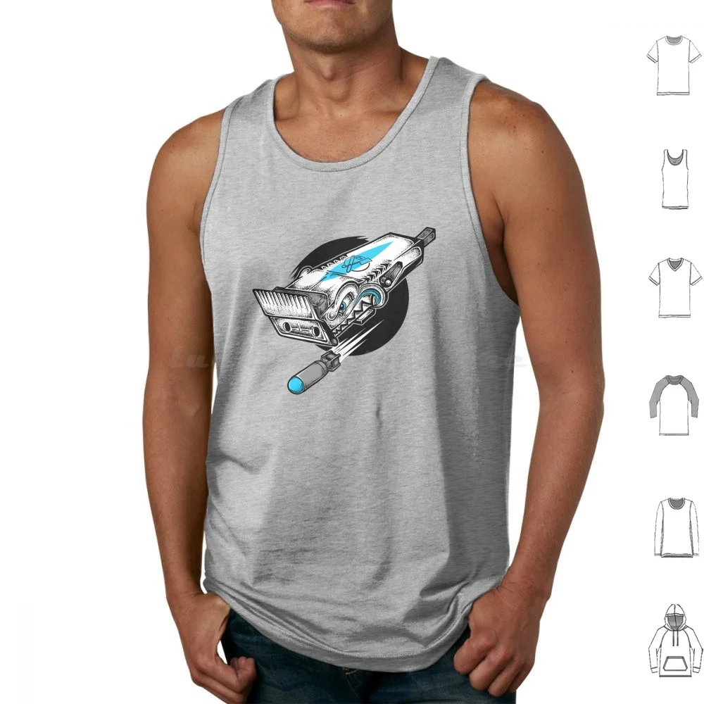 Máquina de barbear para barbeiro, tubarões, regata estampada de algodão, máquina de barbear para barbeiro, filme de aventura animado