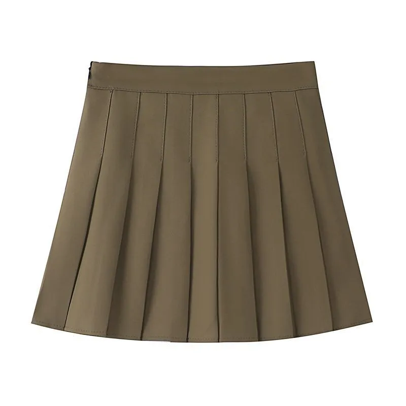 2026 new summer thin grey pleated a line mini skirt for women high waist casual student skirt for petite female daily outfits